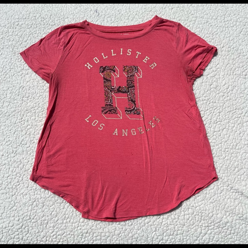 Hollister Woman's Size Small Pink Short Sleeve Top Los Angeles Graphic Tee